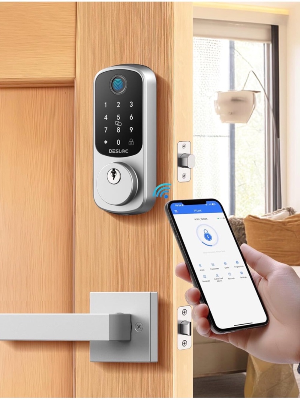 DESLOC Smart Electronic Keypad Door Lock in Silver and Black